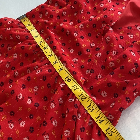 Madewell blouse peplum shirt tiered ruffled sleeves V-neck side zipper Size 4 - Picture 4 of 11